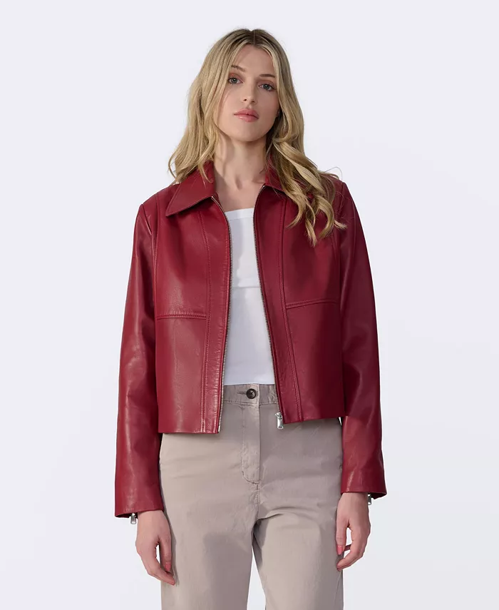 Furniq UK Women's Classic Leather Jacket Created For Macy's Women's Fashion Shoes & Accessories