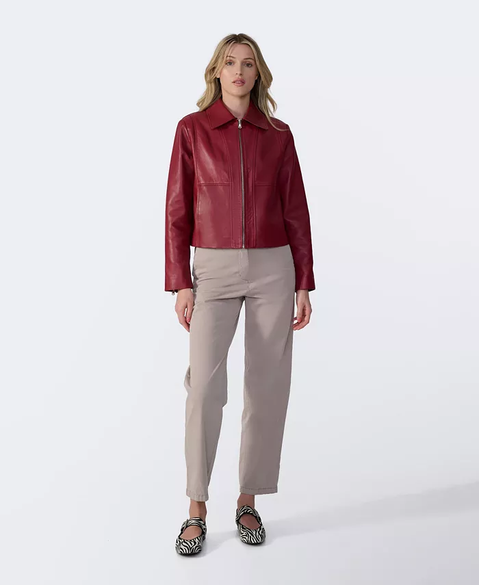 Furniq UK Women's Classic Leather Jacket Created For Macy's Women's Fashion Shoes & Accessories