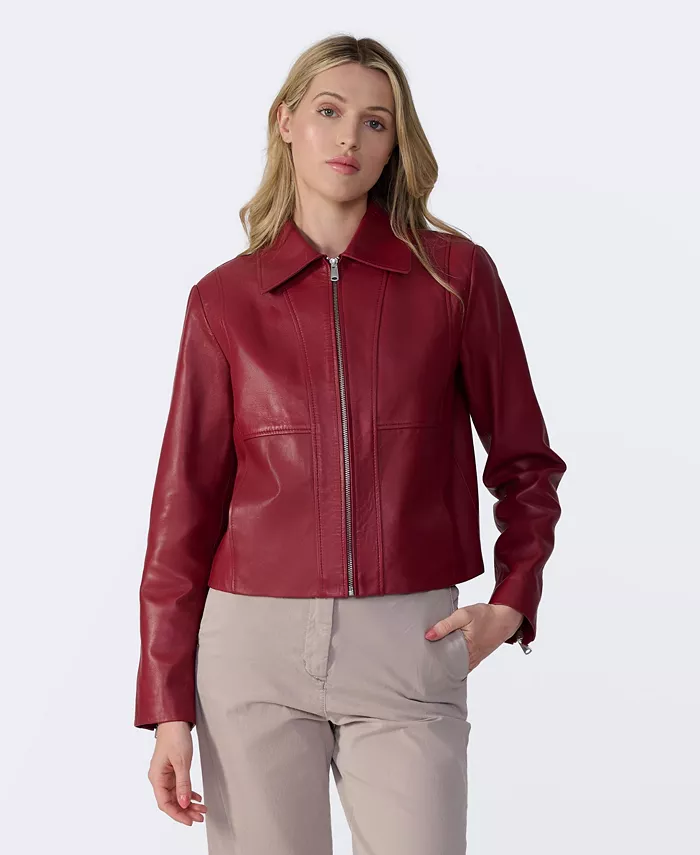 Furniq UK Women's Classic Leather Jacket Created For Macy's Women's Fashion Shoes & Accessories