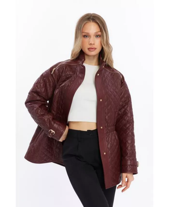 Furniq UK Women's Genuine Leather Jacket Women's Fashion Shoes & Accessories