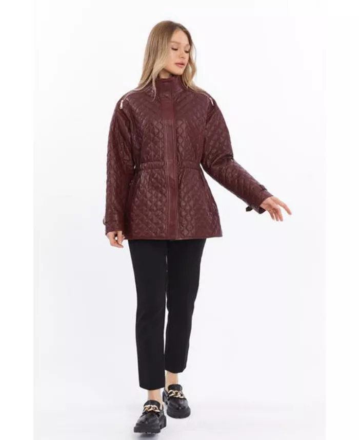 Furniq UK Women's Genuine Leather Jacket Women's Fashion Shoes & Accessories