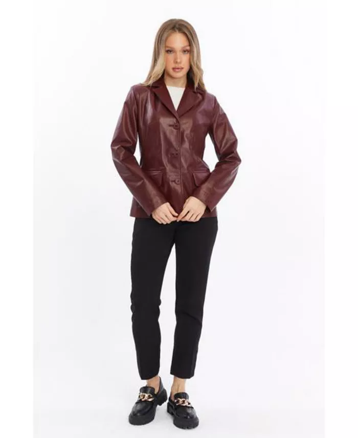 Furniq UK Women's Genuine Leather Jacket Women's Fashion Shoes & Accessories