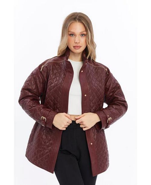 Furniq UK Women's Genuine Leather Jacket Women's Fashion Shoes & Accessories