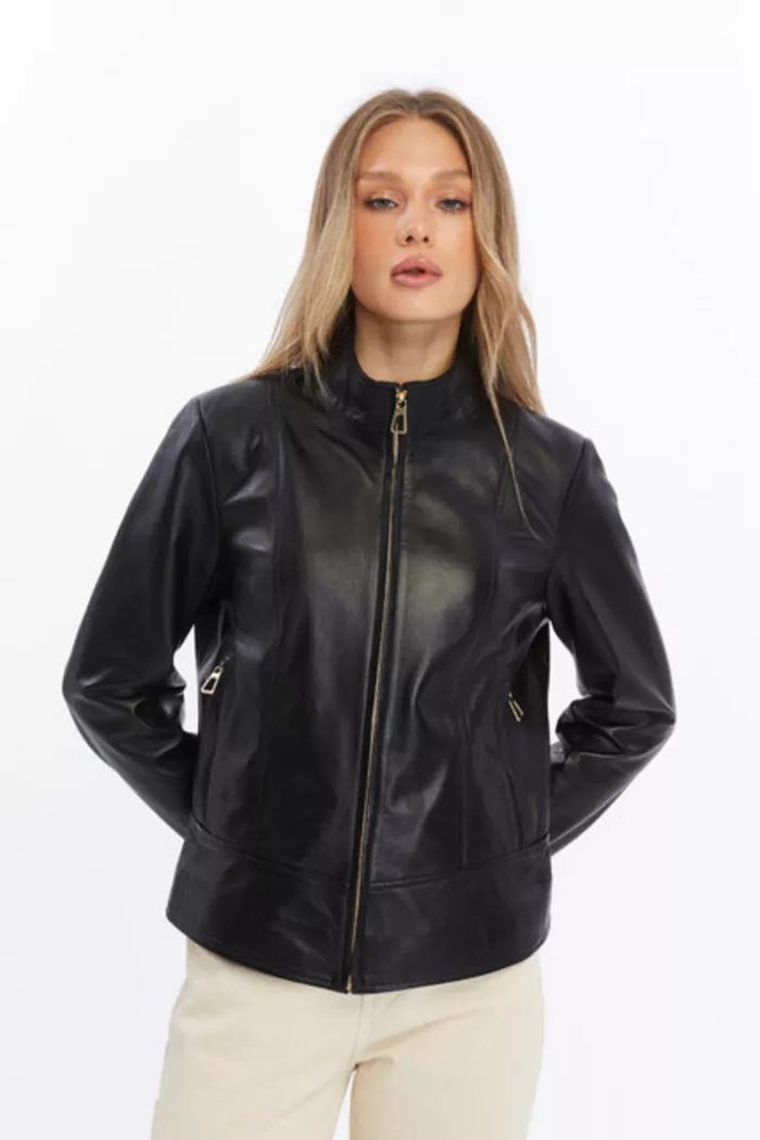 Furniq UK Women's Leather Jacket Women's Fashion Shoes & Accessories