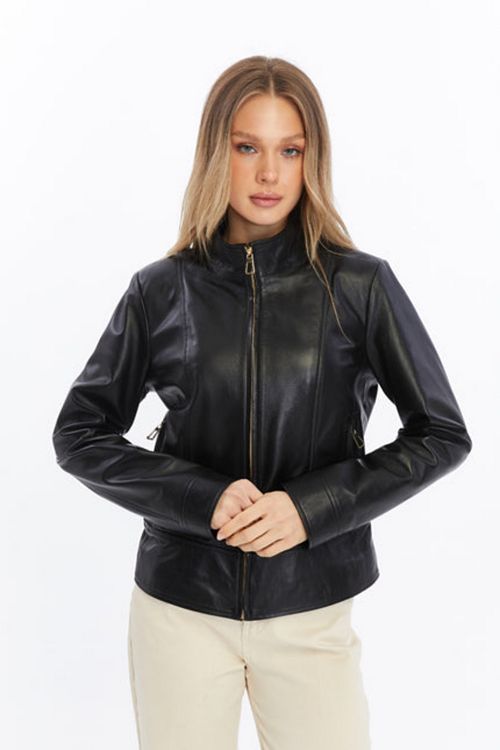 Furniq UK Women's Leather Jacket Women's Fashion Shoes & Accessories