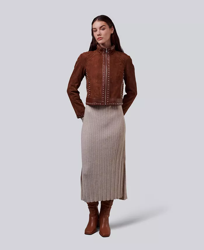 Furniq UK Women's Suede Studded Jacket Created For Macy's Women's Fashion Shoes & Accessories