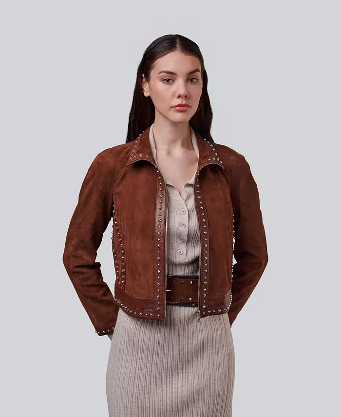 Furniq UK Women's Suede Studded Jacket Created For Macy's Women's Fashion Shoes & Accessories