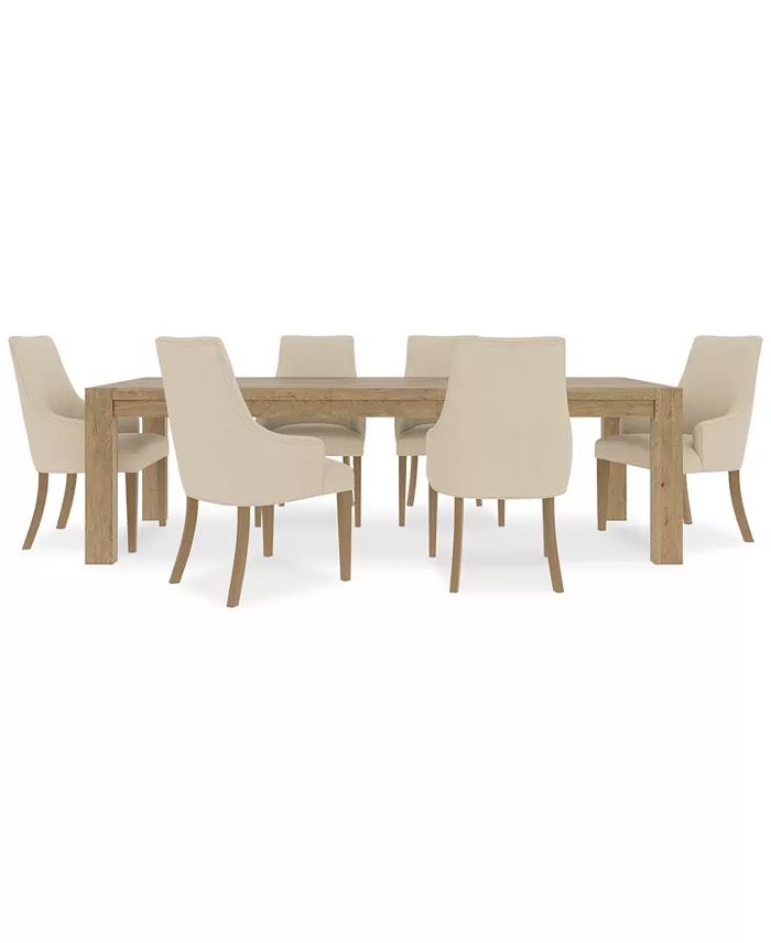 Furniture 7pc Dining Set (Davie Rectangular Table & 6 Nelin Chairs) Furniture
