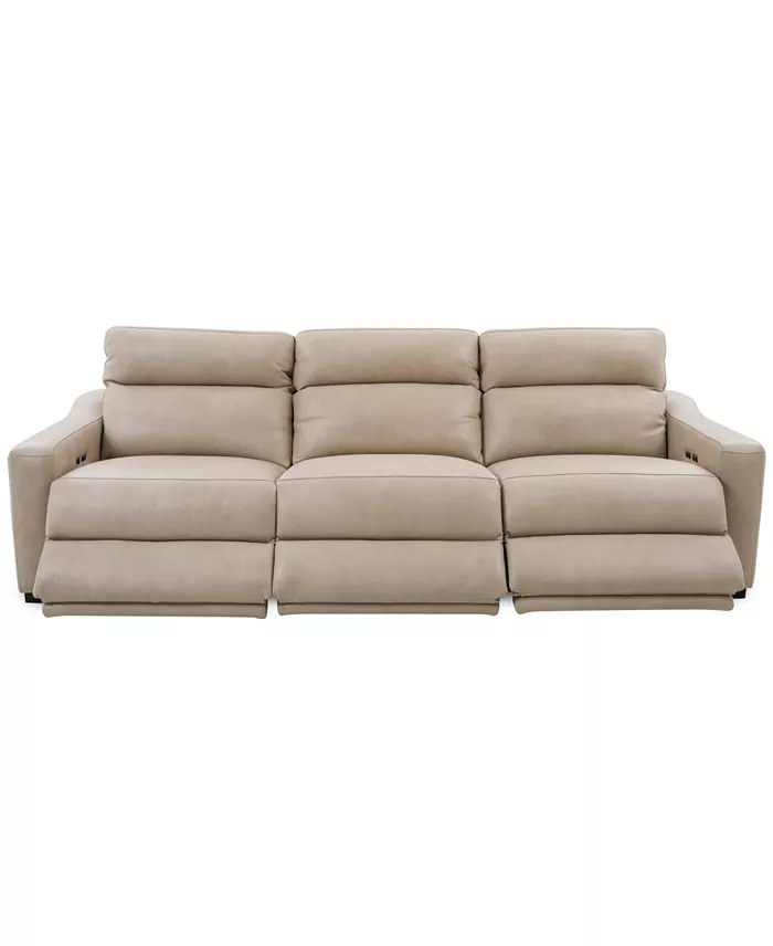 Furniture Gabrine 3-Pc. Leather Sofa With 3 Power Recliners Created For Macy's Furniture