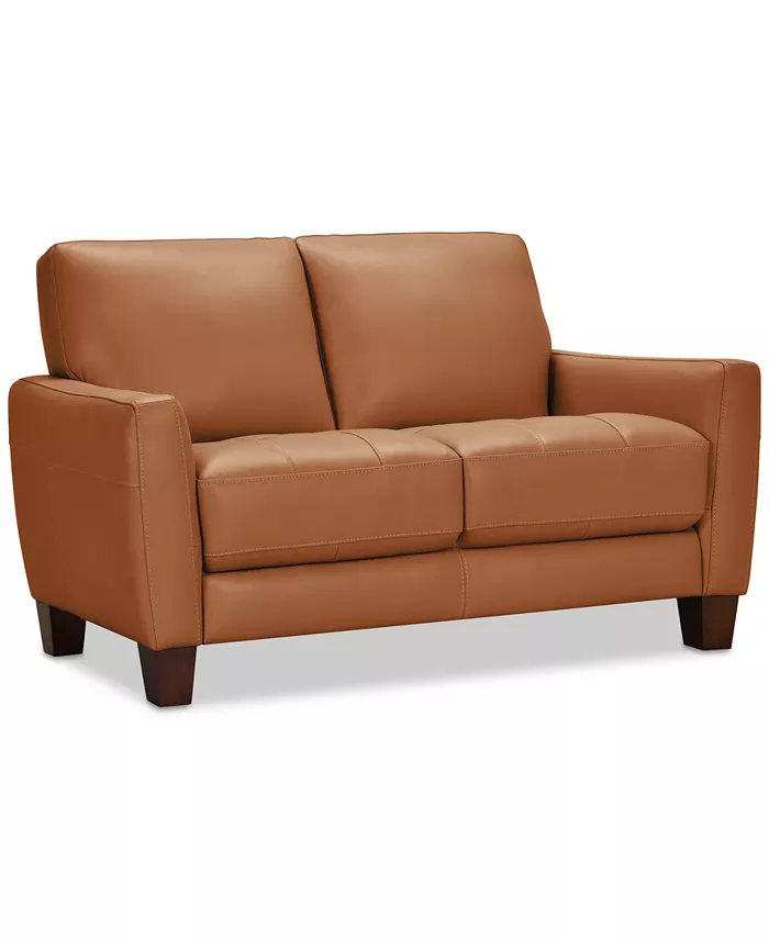Furniture Galligher 59" Leather Loveseat Created For Macy's Furniture