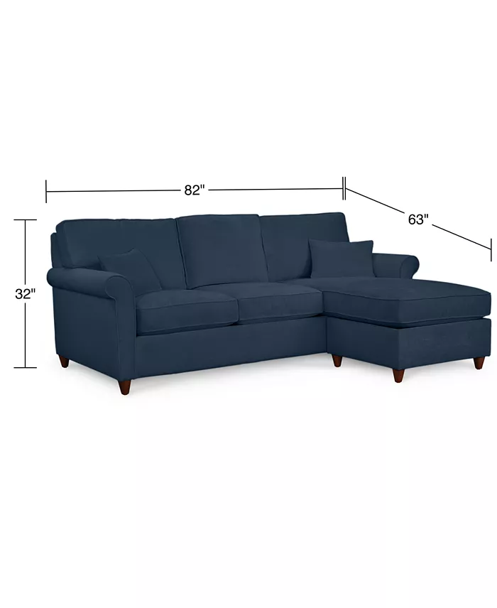 Furniture Lidia 82" Fabric 2-Pc. Reversible Chaise Sectional Sofa With Storage Ottoman - Custom Colors Created For Macy's Furniture