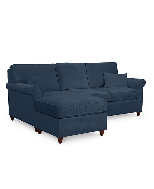 Furniture Lidia 82" Fabric 2-Pc. Reversible Chaise Sectional Sofa with Storage Ottoman - Custom Colors Created for Macy's Furniture
