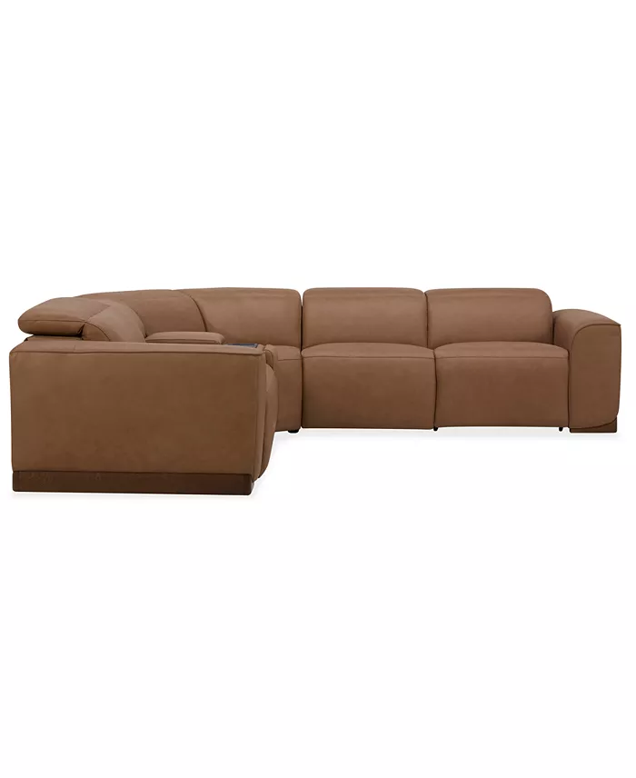 Furniture Lovro 5-Pc. Leather Sectional With 2 Power Motion Chairs & 1 Console Created For Macy's Furniture