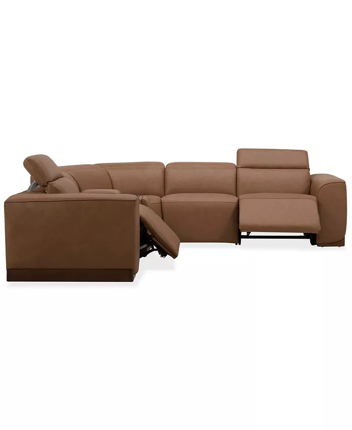 Furniture Lovro 5-Pc. Leather Sectional With 2 Power Motion Chairs & 1 Console Created For Macy's Furniture