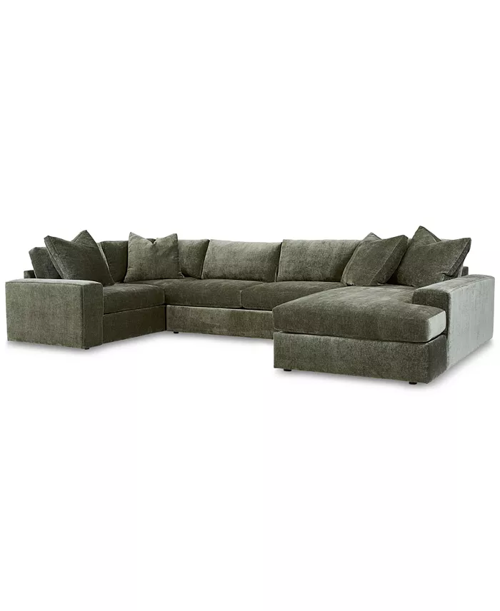 Furniture Michola 155" 3-Pc. Fabric Sectional With Chaise Created For Macy's Furniture