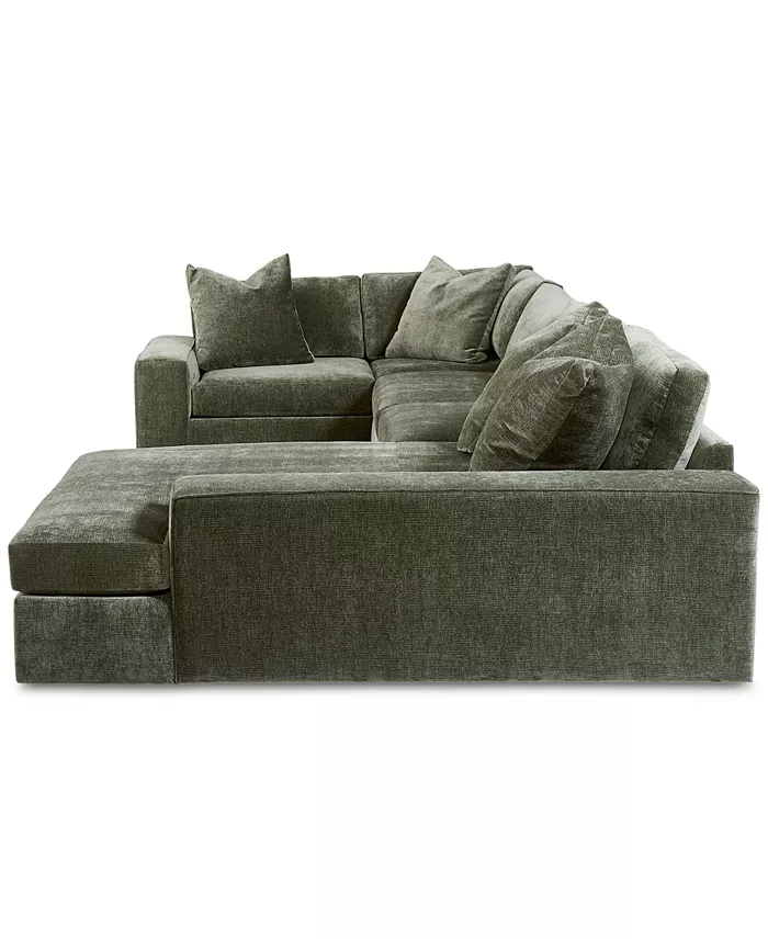Furniture Michola 155" 3-Pc. Fabric Sectional With Chaise Created For Macy's Furniture