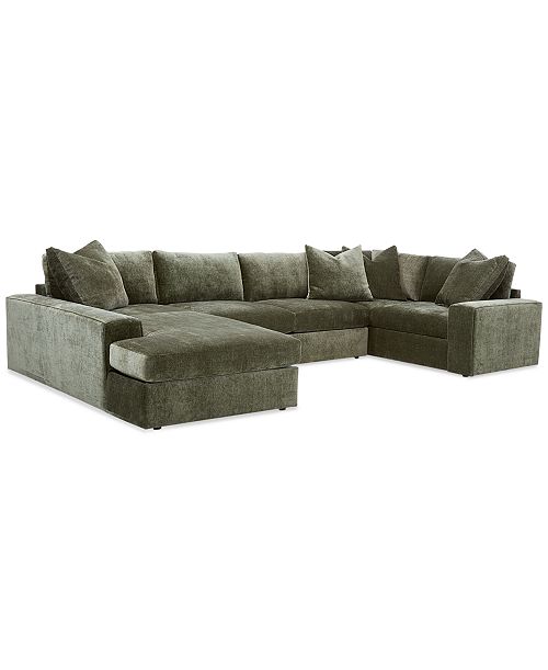 Furniture Michola 155" 3-Pc. Fabric Sectional With Chaise Created For Macy's Furniture