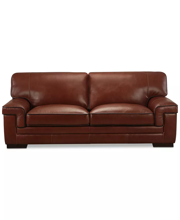 Furniture Myars 91" Leather Sofa Created For Macy's Furniture