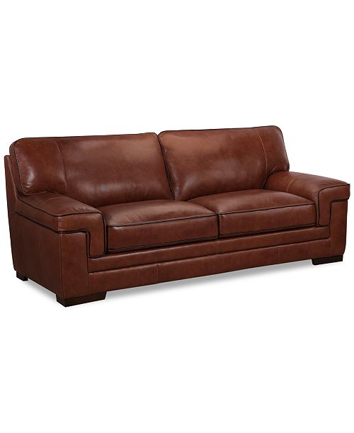 Furniture Myars 91" Leather Sofa Created for Macy's Furniture
