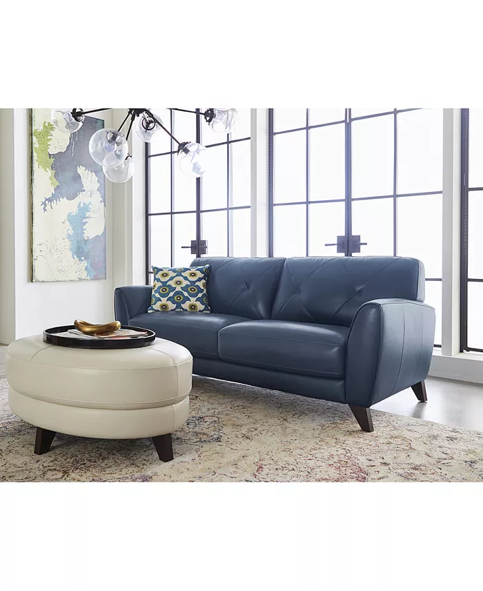 Furniture Myia 82" Tufted Back Leather Sofa Created For Macy's Furniture