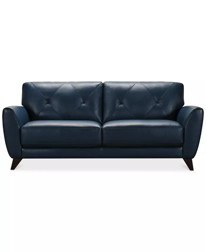 Furniture Myia 82" Tufted Back Leather Sofa Created For Macy's Furniture