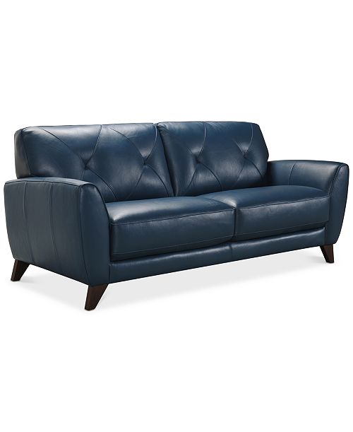 Furniture Myia 82" Tufted Back Leather Sofa Created for Macy's Furniture