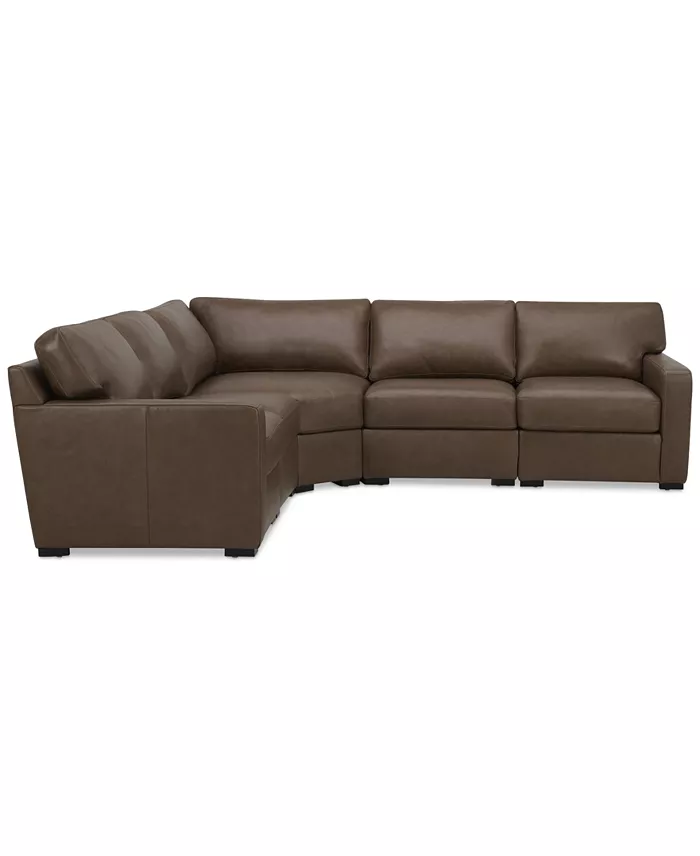 Furniture Radley 113" 5-Pc. Leather Wedge L Shape Modular Sectional Created For Macy's Furniture