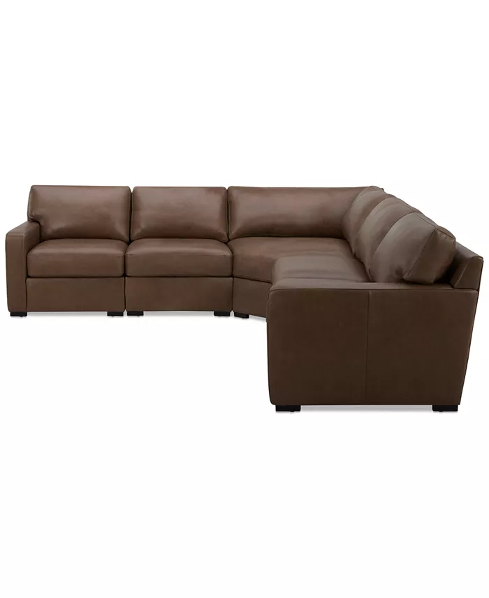 Furniture Radley 113" 5-Pc. Leather Wedge L Shape Modular Sectional Created For Macy's Furniture