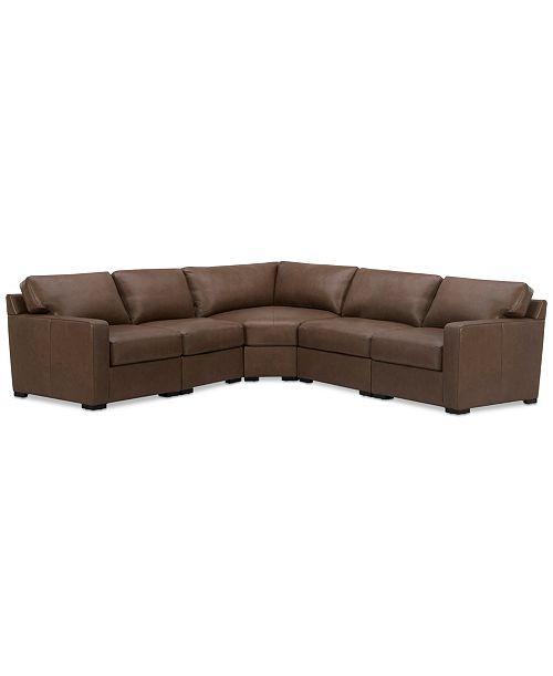 Furniture Radley 113" 5-Pc. Leather Wedge L Shape Modular Sectional Created For Macy's Furniture