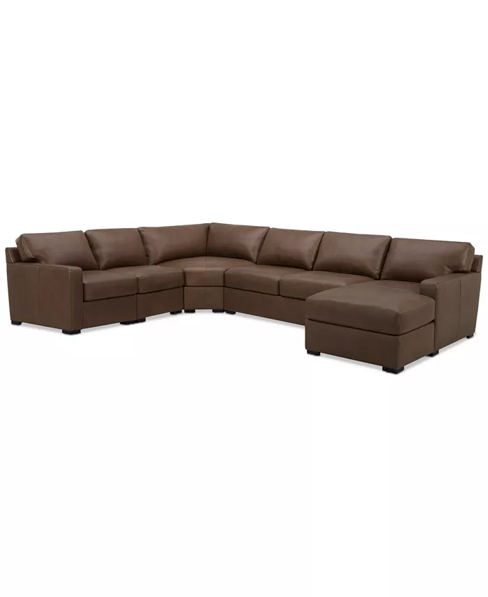 Furniture Radley 148" 5-Pc. Leather Wedge Modular Chase Sectional Created For Macy's Furniture