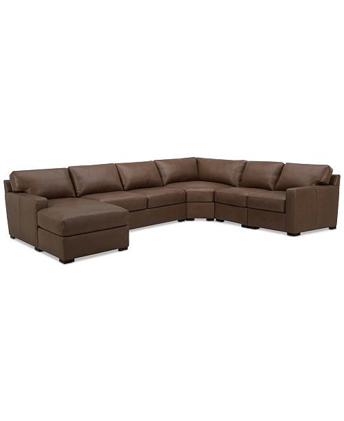 Furniture Radley 148" 5-Pc. Leather Wedge Modular Chase Sectional Created for Macy's Furniture