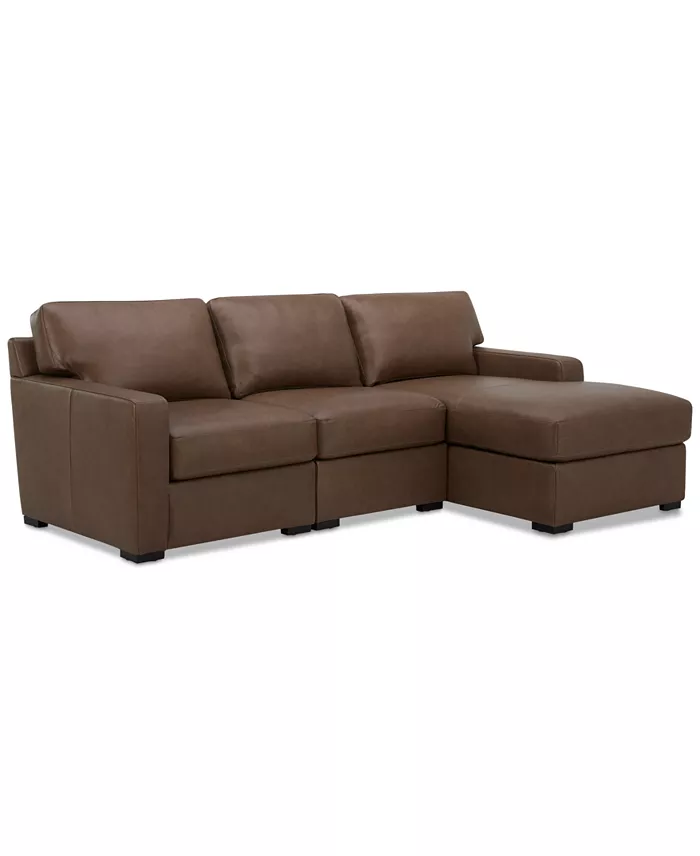 Furniture Radley 3-Pc. Leather Modular Chaise Sectional Created For Macy's Furniture