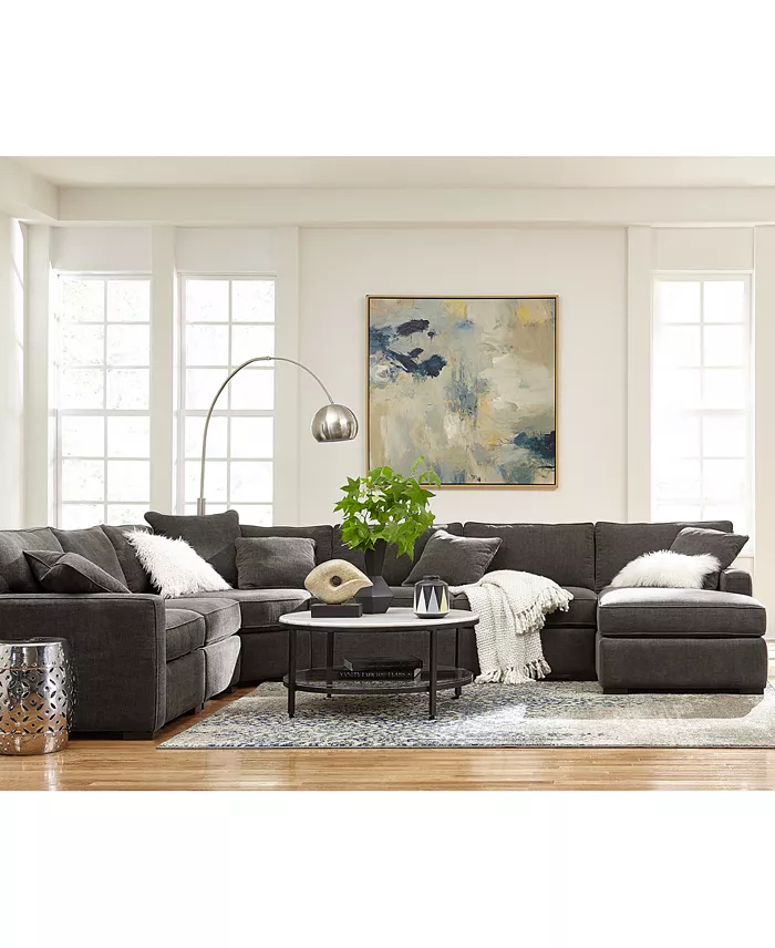 Furniture Radley 3-Piece Fabric Chaise Sectional Sofa Created For Macy's Furniture