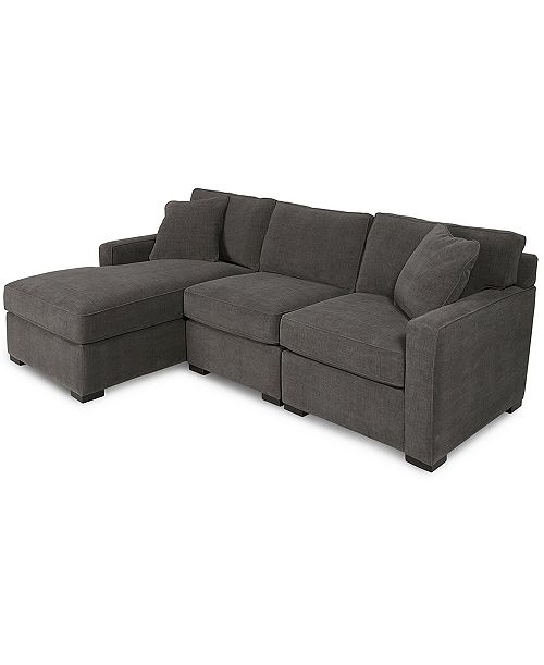 Furniture Radley 3-Piece Fabric Chaise Sectional Sofa Created For Macy's Furniture