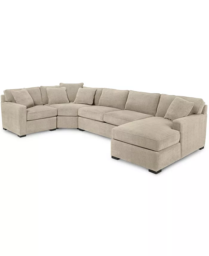 Furniture Radley 4-Pc. Fabric Chaise Sectional Sofa With Wedge Piece Created For Macy's Furniture