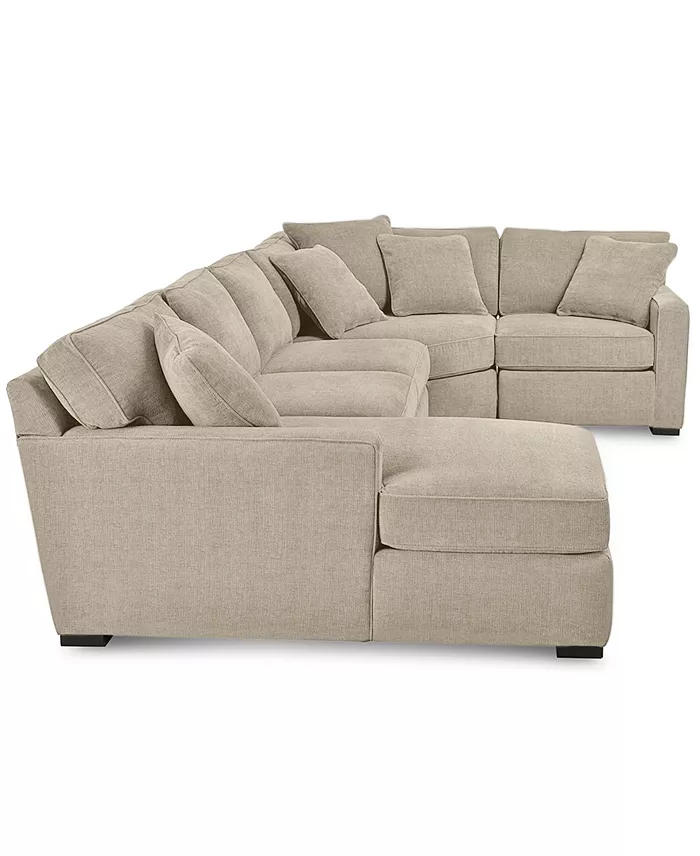 Furniture Radley 4-Pc. Fabric Chaise Sectional Sofa With Wedge Piece Created For Macy's Furniture