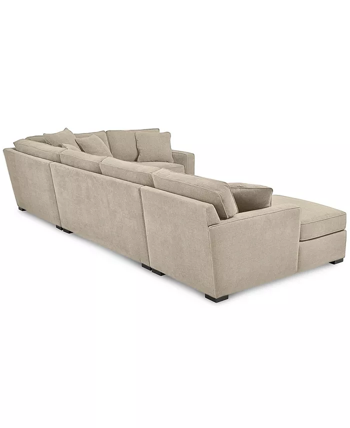 Furniture Radley 4-Pc. Fabric Chaise Sectional Sofa With Wedge Piece Created For Macy's Furniture