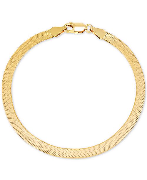 Giani Bernini Herringbone Link Chain Bracelet in 18k Gold-Plated Sterling Silver Created for Macy's Jewelry & Watches