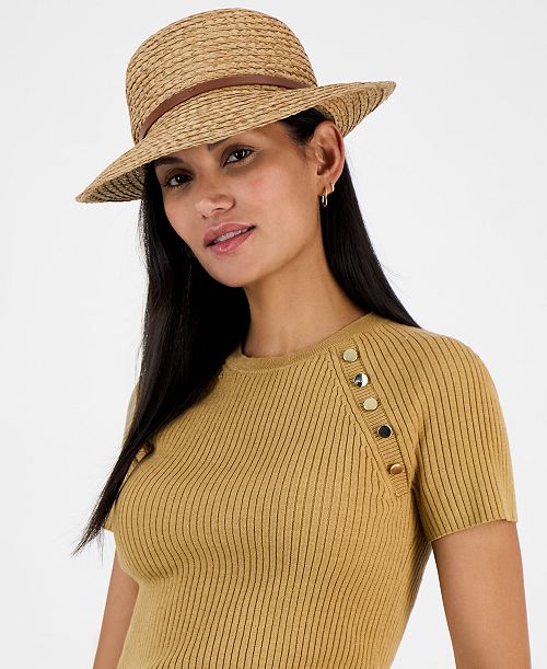 Giani Bernini Two-Tone Horsebit Straw Cloche Hat Exclusively at Macy's Women's Fashion Shoes & Accessories