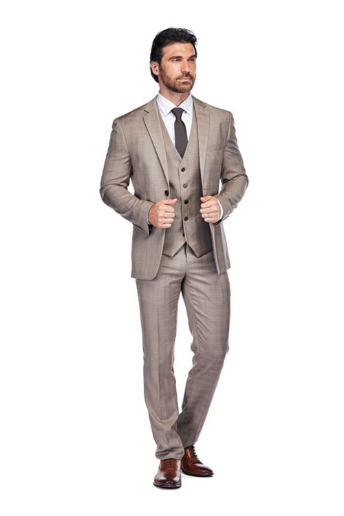 Gino Vitale Men's 3 Piece Slim Fit Brown Check Suit Men's Fashion & Accessories