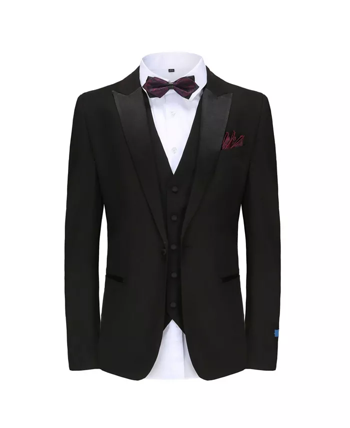 Gino Vitale Men's 3-Piece Slim Fit Tuxedo With Peak Lapel Men's Fashion & Accessories