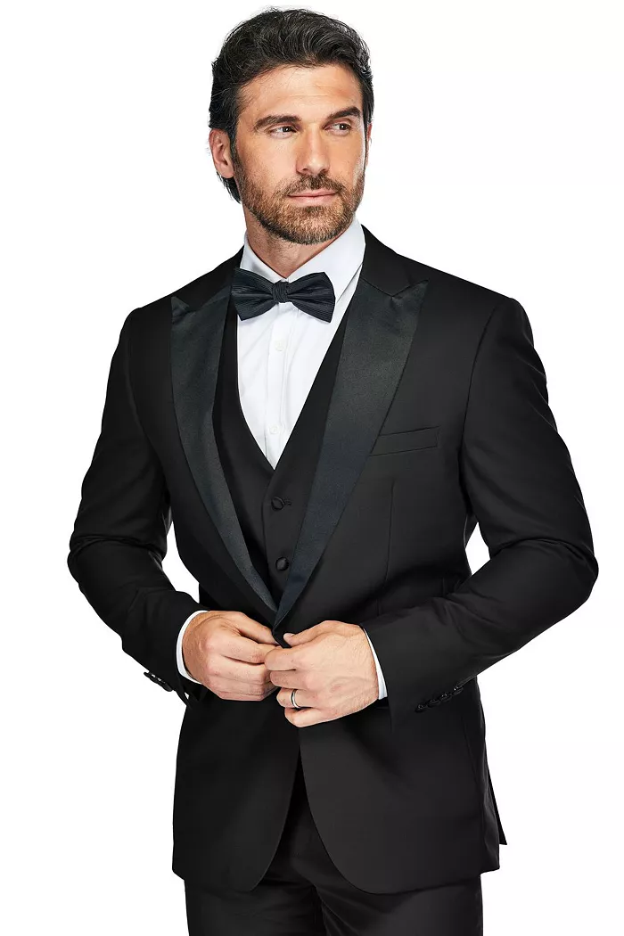 Gino Vitale Men's 3-Piece Slim Fit Tuxedo With Peak Lapel Men's Fashion & Accessories