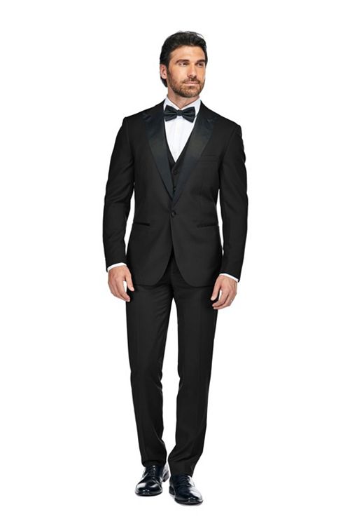 Gino Vitale Men's 3-Piece Slim Fit Tuxedo with Peak Lapel Men's Fashion & Accessories