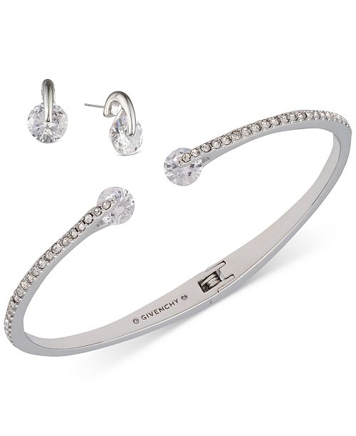 Givenchy 2-Pc. Set Color Floating Stone & Crystal Cuff Bangle Bracelet & Matching Stud Earrings Jewelry & Watches