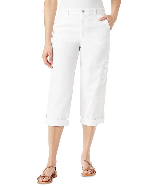 Gloria Vanderbilt Women's Adjustable-Hem Cargo Capri Pants Women's Fashion Shoes & Accessories