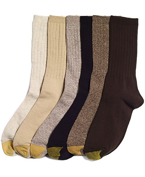 Gold Toe Women's 6-Pack Casual Ribbed Crew Socks Women's Fashion Shoes & Accessories