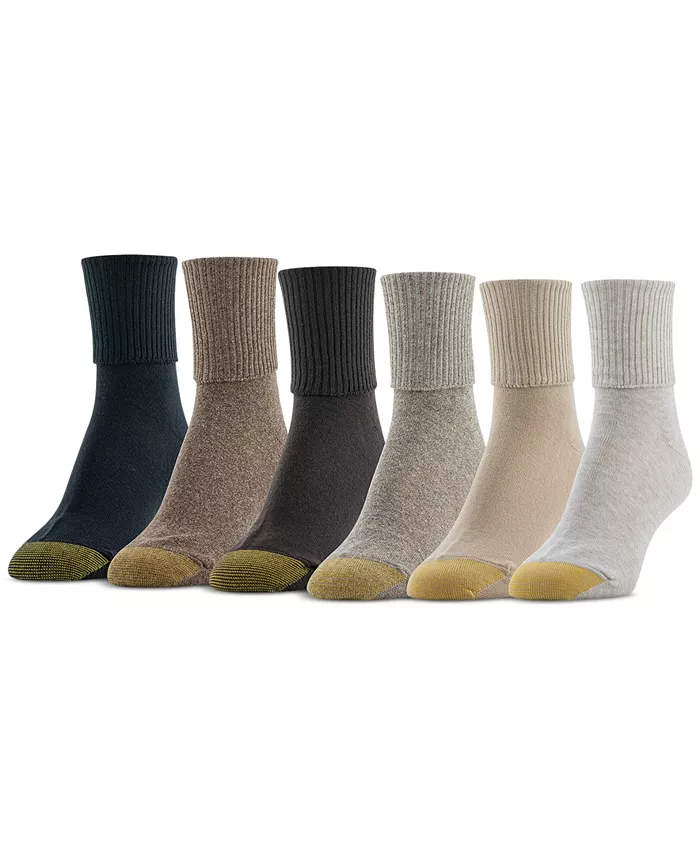 Gold Toe Women's 6-Pack Casual Turn Cuff Socks Women's Fashion Shoes & Accessories
