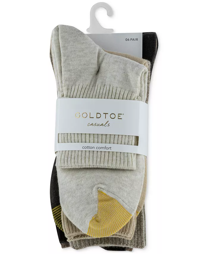 Gold Toe Women's 6-Pack Casual Turn Cuff Socks Women's Fashion Shoes & Accessories