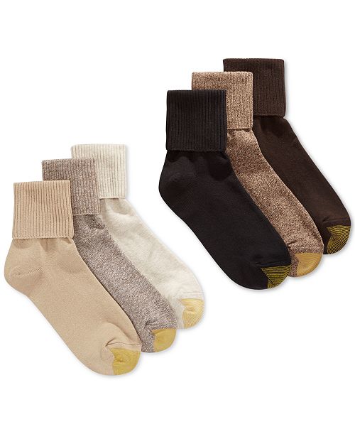 Gold Toe Women's 6-Pack Casual Turn Cuff Socks Women's Fashion Shoes & Accessories
