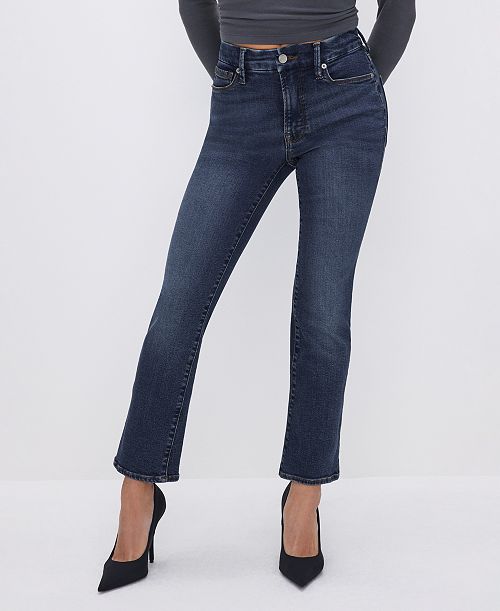 Good American Petite Good Mid-Rise Straight Jeans Women's Fashion Shoes & Accessories
